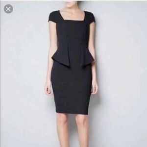Zara Black Peplum Dress Womens
Cap Sleeves Square Neck